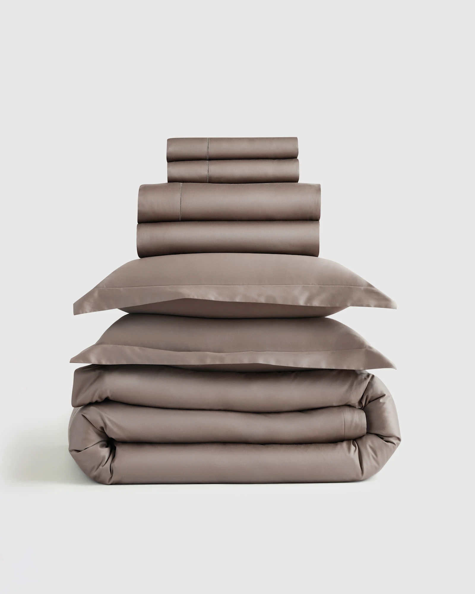 Quince | Giza Cotton Sateen Deluxe Bedding Bundle in Mineral, Size King | Quince