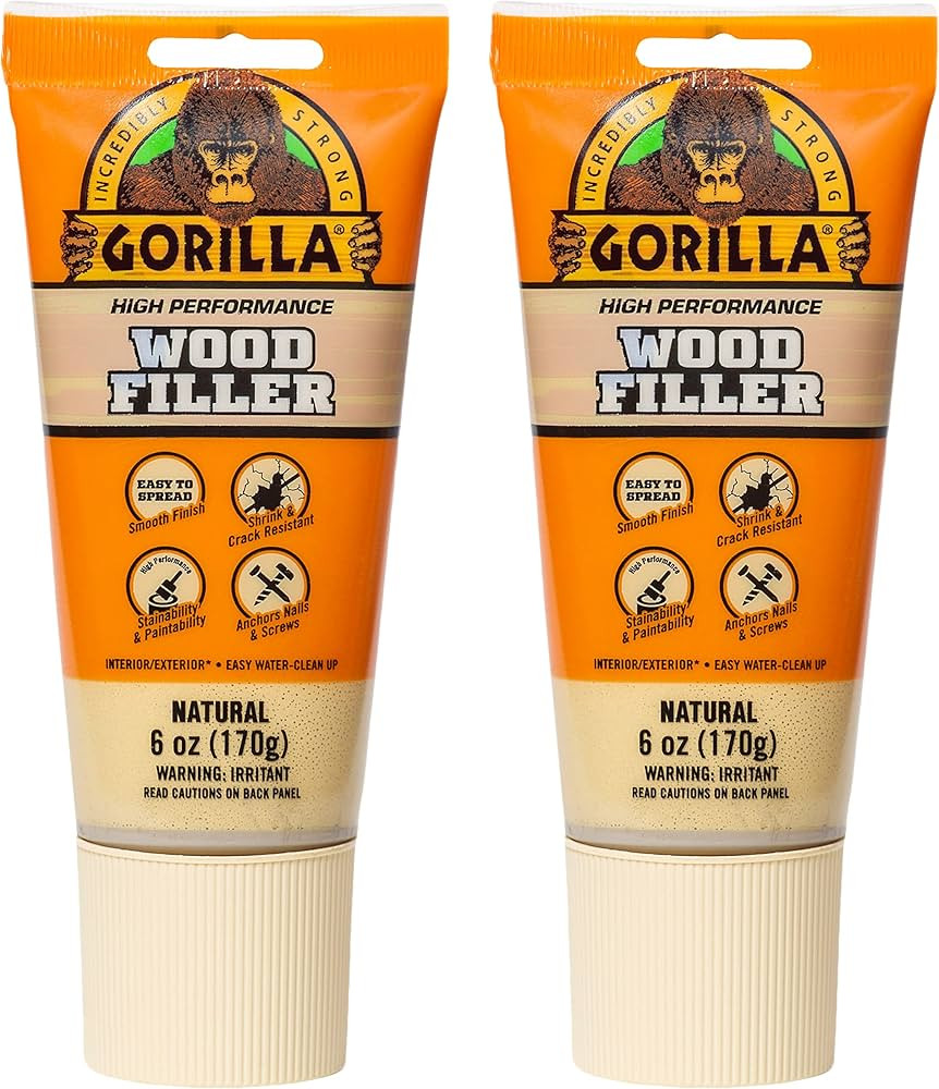 Gorilla All Purpose Wood Filler, Natural Color, 6 Ounce Tube (Pack of 2) - Water Resistant for In... | Amazon (US)
