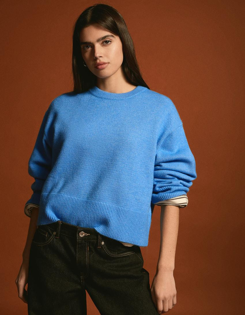 Oversize ribbed hem jumper - Tops and bodysuits - Women | Bershka UK
