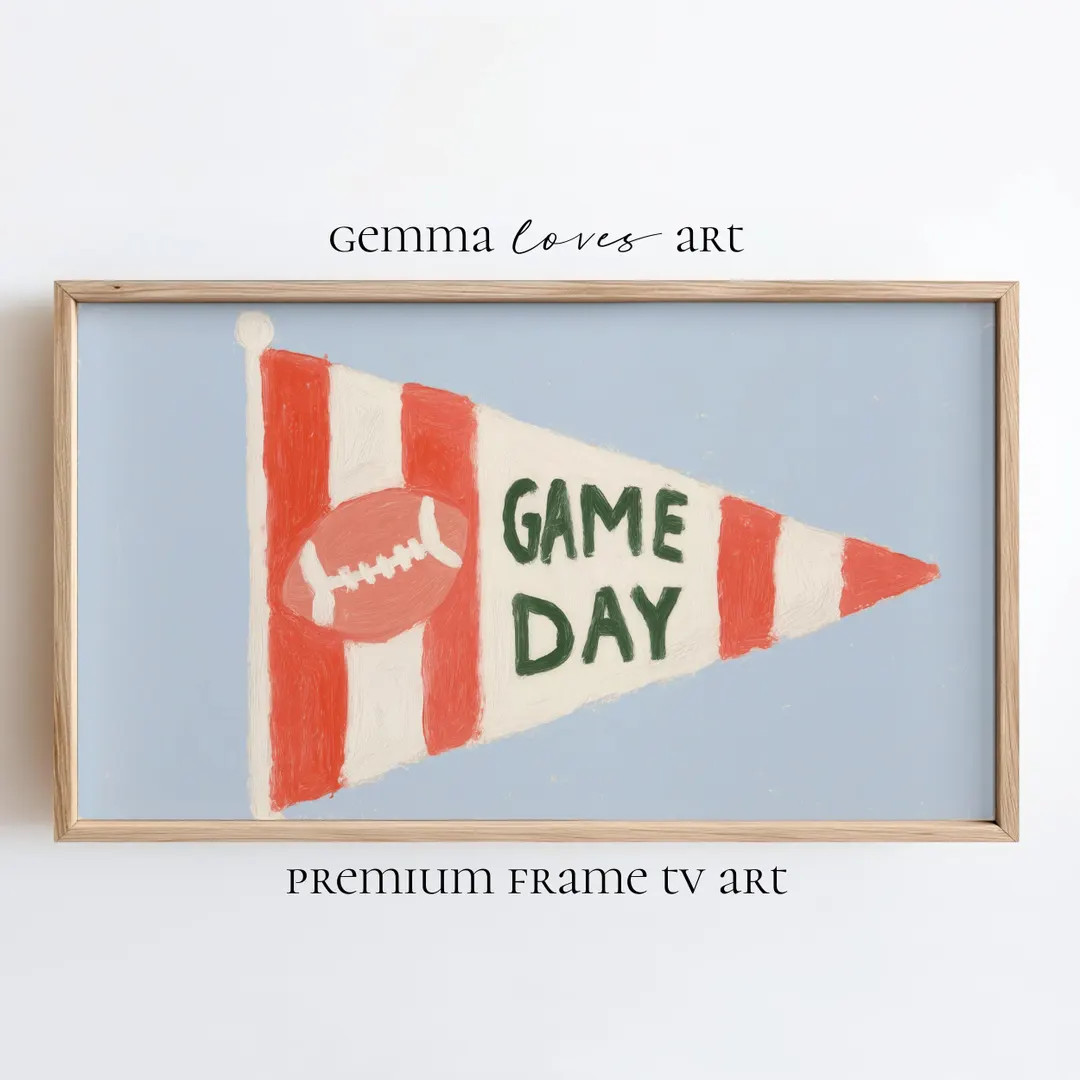 Game Day Frame TV Art, Football Pennant Autumn Aesthetic, Living Room Décor, Sports Team Colors,... | Etsy (US)
