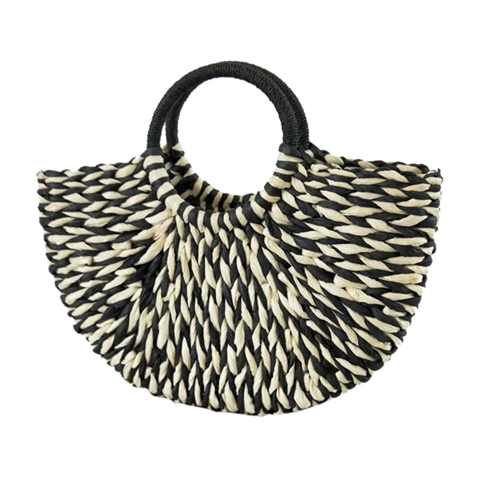 Bohemian Straw Handbag Handmade Weaving Bags Top Handle Beach Bags for Holiday Black and White | Walmart (CA)