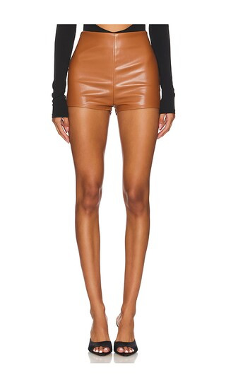 Faux Leather Shorts in Brown | Revolve Clothing (Global)