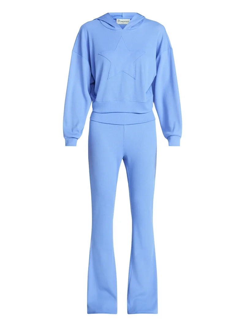 No Boundaries Star Hoodie and Foldover Flare Pants Set, 2-Piece, Women's XXS-XXL | Walmart (US)