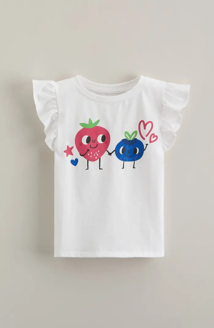 Kids' Flutter Sleeve Cotton Graphic T-Shirt | Nordstrom