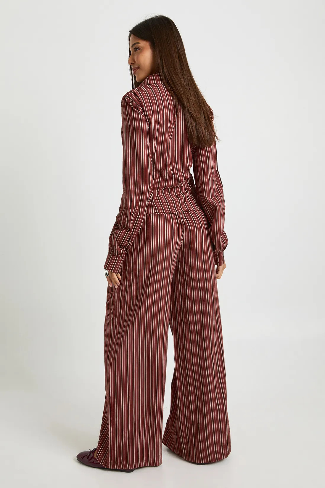 Stripe Drawstring Waist Wide Leg Trousers | Boohoo.com (UK & IE)