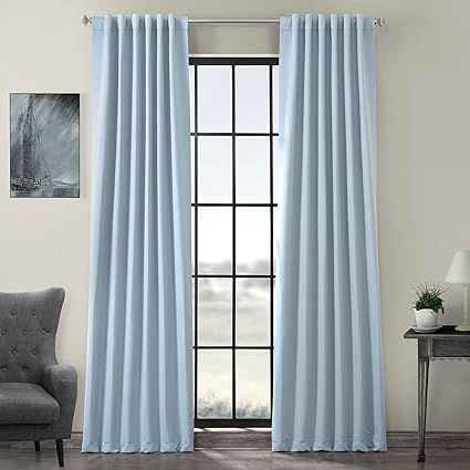 HPD HALF PRICE DRAPES BOCH-134308-108 Blackout Room Darkening Curtain, 50 X 108, Frosted Blue | Amazon (US)