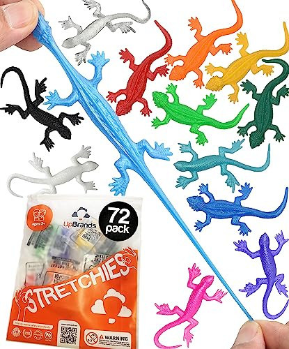 UpBrands 72 Super Stretchy Lizards Toys 3 Inches Bulk Set, 12 Colors, Kit for Birthday Party Favors for Kids, Goodie Bags, Easter Egg Basket Stuffers, Pinata Filler, Small Students Rewards | Amazon (US)