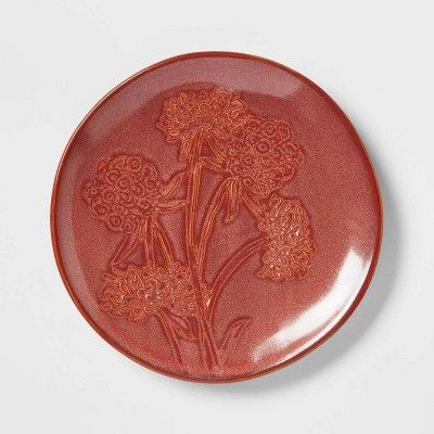 6&#34; Stoneware Floral Dessert Plate Brown - Threshold&#8482; | Target