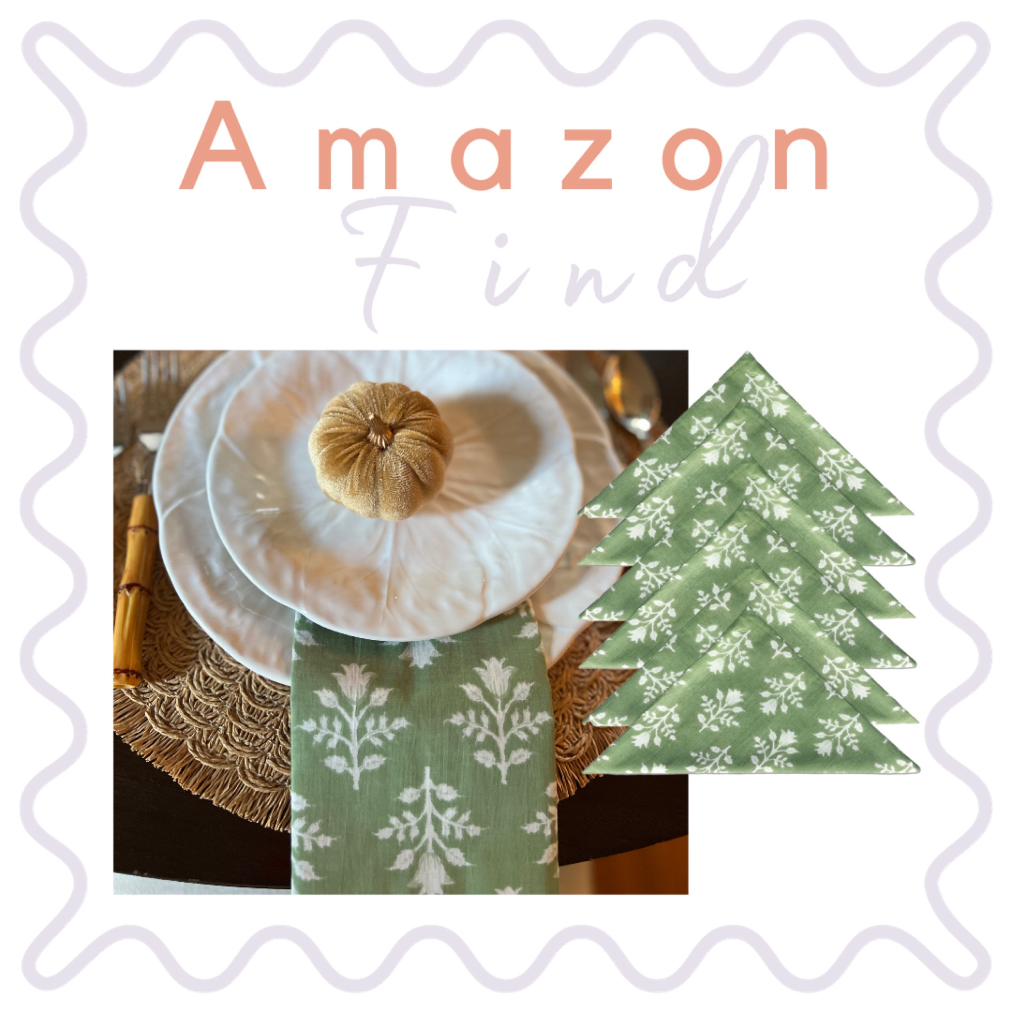 Amazon tablescape block print napkins Thanksgiving table 

#LTKfindsunder50 #LTKHoliday #LTKhome