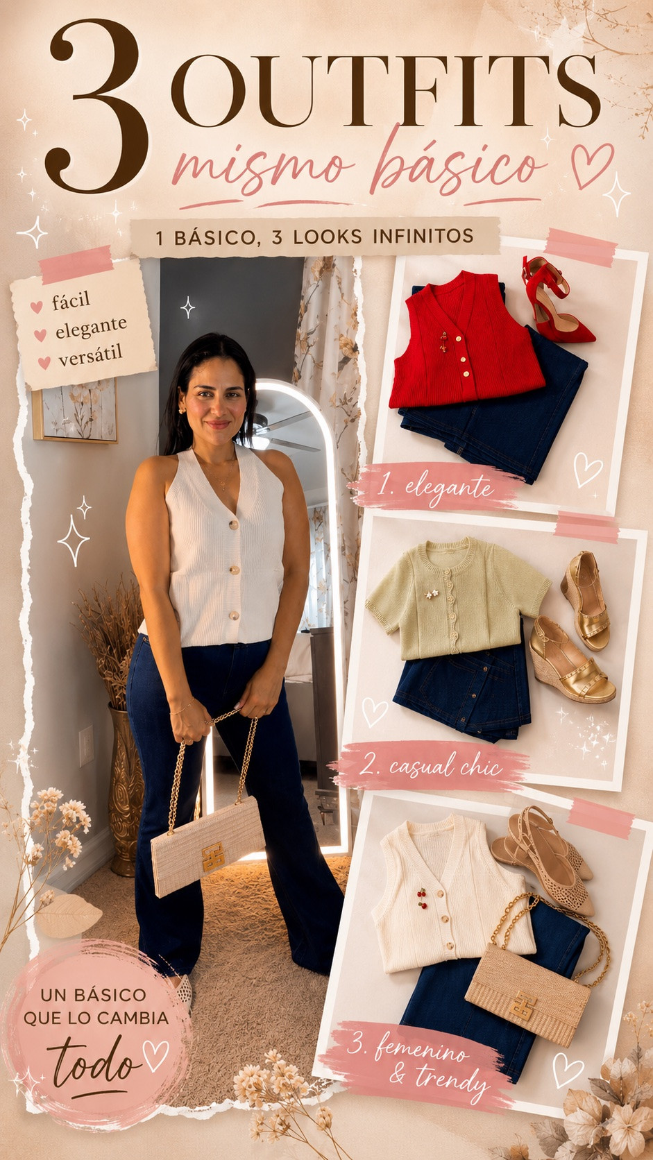 Estoy organizando mis outfits y confirmé algo… 👀✨

No necesitas más ropa, necesitas básicos versátiles 💯

Estos cardigans (cropped, vest y sleeveless knit) combinados con denim te crean looks totalmente diferentes solo cambiando los accesorios 😍

Literal… un mismo vibe, 3 estilos ✨
✔️ elegante
✔️ chic
✔️ relajado pero elevado

Guarda este video porque te va a salvar MUCHOS outfits 🔥

⸻

💬 CTA (comentarios):

¿Cuál es tu favorito? 1, 2 o 3 👇
Escríbeme y te envío el Link 🖇️🔗

⸻

#outfitideas #outfitinspo #lookdeldia #basicos #cardiganstyle fashionreels reelviral estilodiario