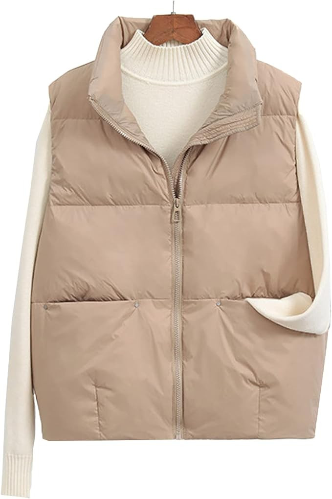 COWOKA Women's Lightweight Casual Thicken Puffer Vest Sleeveless Stand Collar Jacket Coat | Amazon (US)