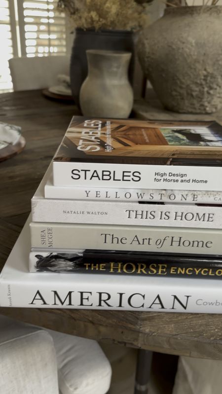 Coffee table home decor books for styling shelves or tables 🫶🏼 Equestrian books on horses and interior design books! #books #coffeetable #decor 

#LTKhome #LTKstyletip #LTKVideo