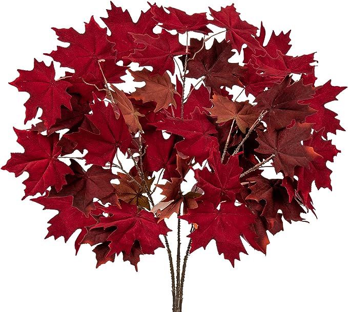 Briful 37'' Fall Decor Artificial Maple Leaf Branches,Large Fake Maple Leaves Shrubs,Autumn Velve... | Amazon (US)