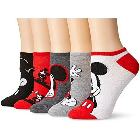 Disney womens Mickey Mouse 5 Pack No Show Casual Sock Red Mickey Fits Sock Size 9-11 Fits Shoe Size 4-10.5 US | Walmart (US)