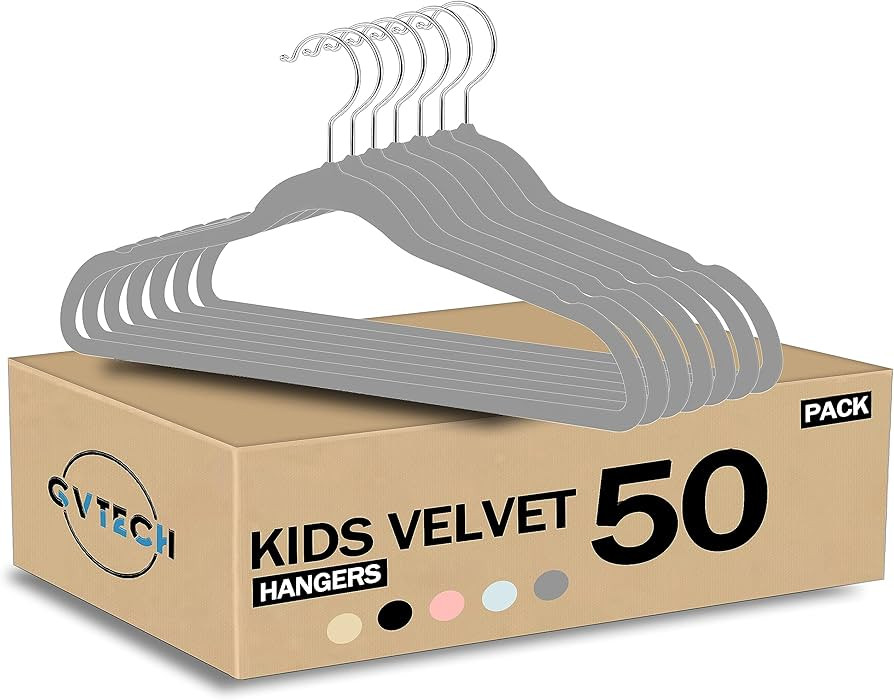 Kids Hangers Velvet, [50 Pack] Children Cloth Durable Baby Hangers for Closet - Perfect Infant To... | Amazon (US)