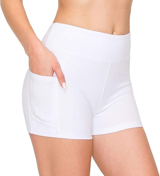 ALWAYS Women's Bike Shorts with Pockets - High Waist Compression Running Workout Athletic Yoga Sh... | Amazon (US)