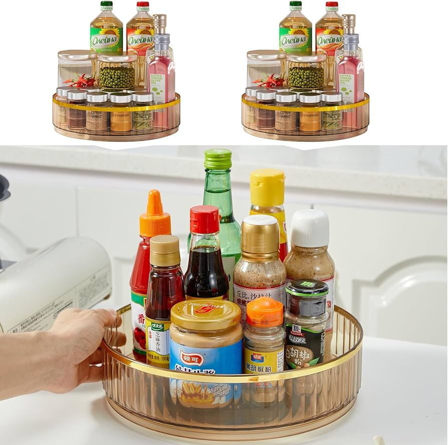 Lazy Susan Turntable Organizer for Cabinet Spice Rack Lazy Susans Vanity-360 Rotating Condiments ... | Amazon (US)