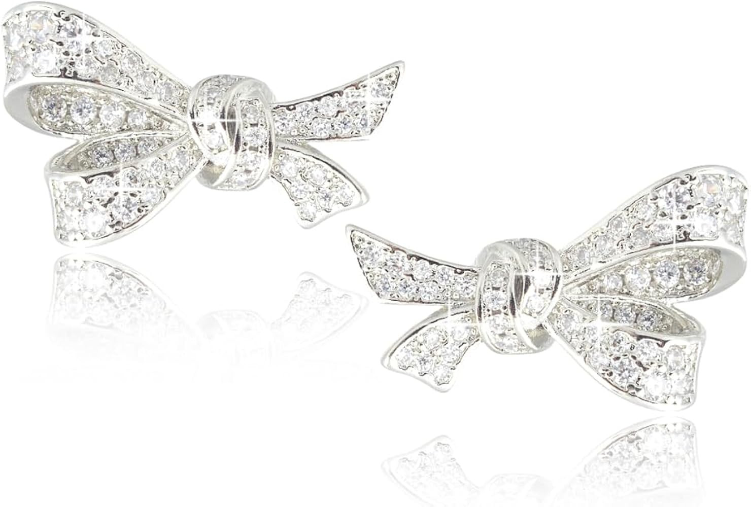 RIZILIA Bow Design Cubic Zirconia Stud Earrings in 18K White Gold Plated, Muliple colors availabl... | Amazon (US)