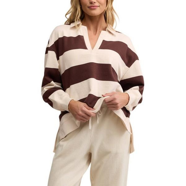 Women's Z Supply Rugby Brushed Fleece Long Sleeve Henley XSmall Sandalwood | Scheels Sports