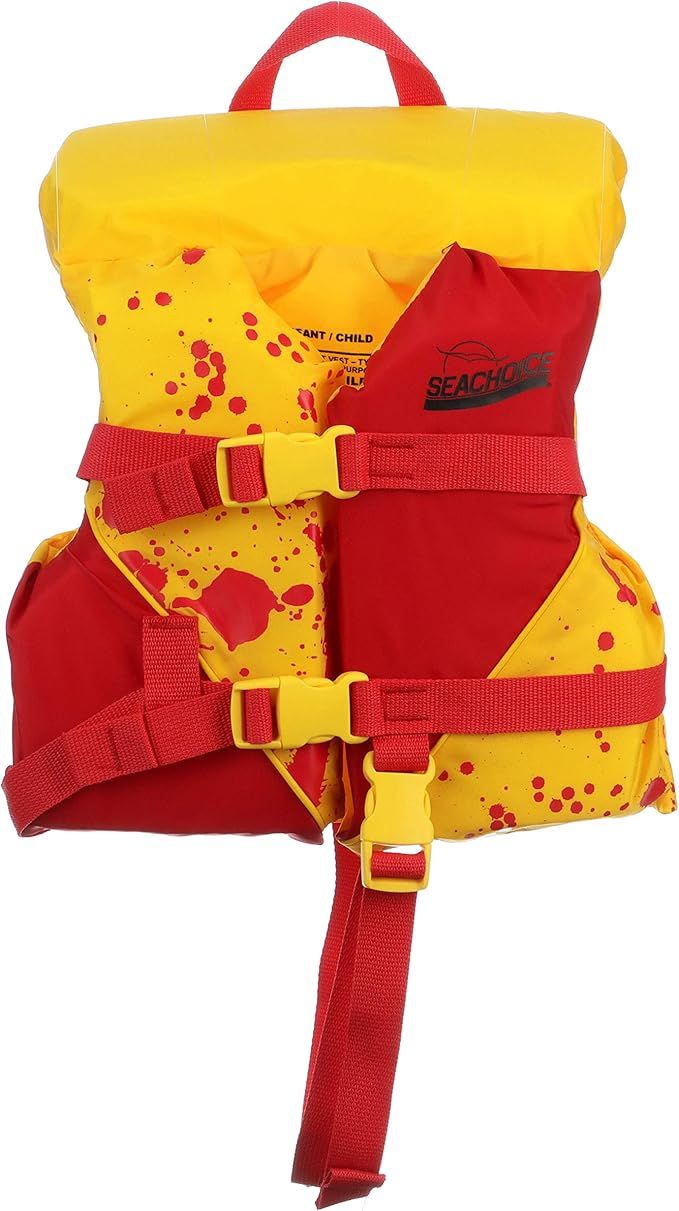 Seachoice 86110 Type II Deluxe Adjustable Boat Vest with Grab Handle, Bright Yellow and Red, Chil... | Amazon (US)
