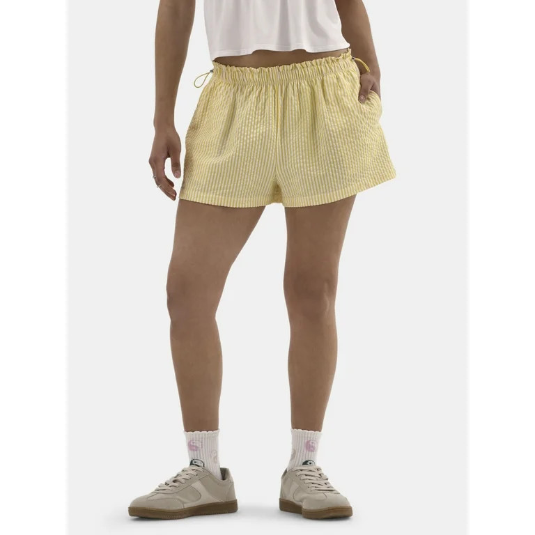 No Boundaries Striped Seersucker Bungee Shorts, 2" Inseam, Women's | Walmart (US)