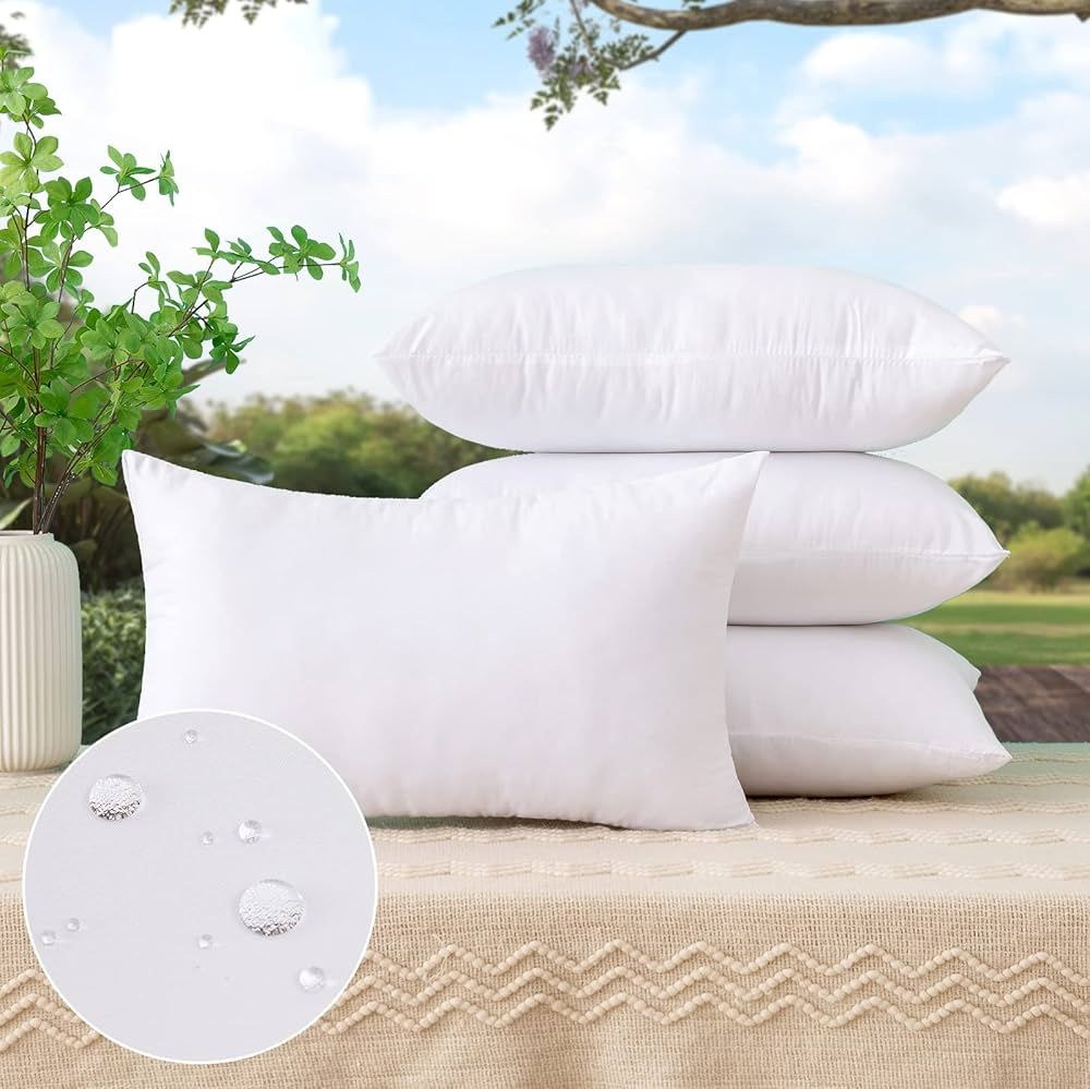 Woaboy Set of 4 Outdoor Waterproof Throw Pillow Inserts Premium Hypoallergenic Stuffer Square Lum... | Amazon (US)