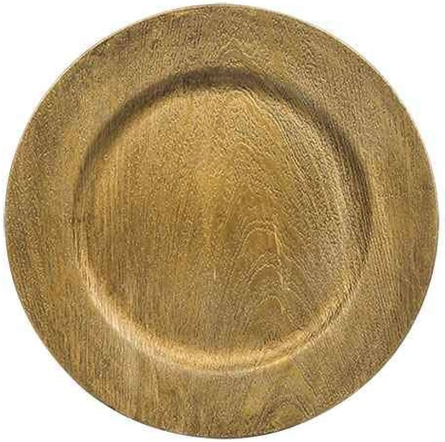 Faux Wood Charger Plates in Grey or Gold set of 4 | Amazon (US)