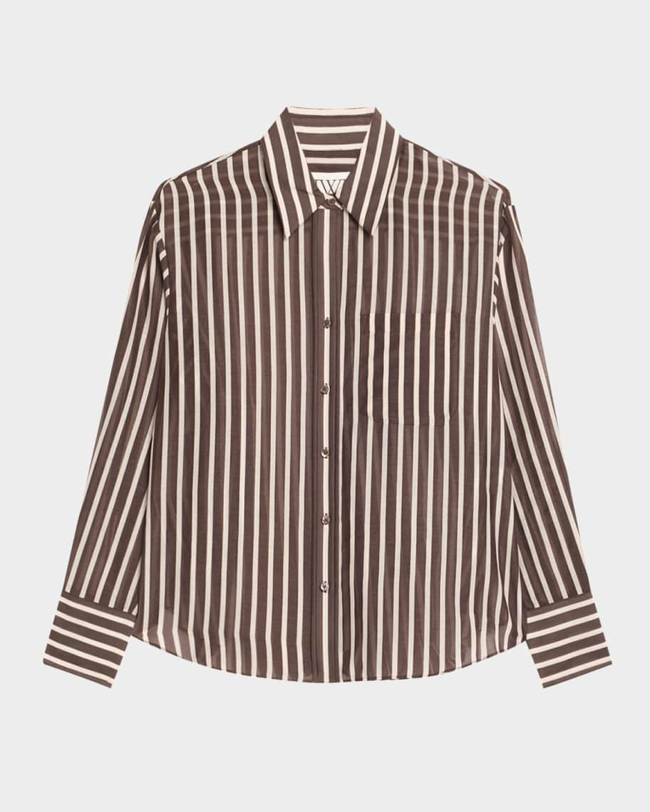 Joey Striped Cotton-Silk Shirt | Neiman Marcus