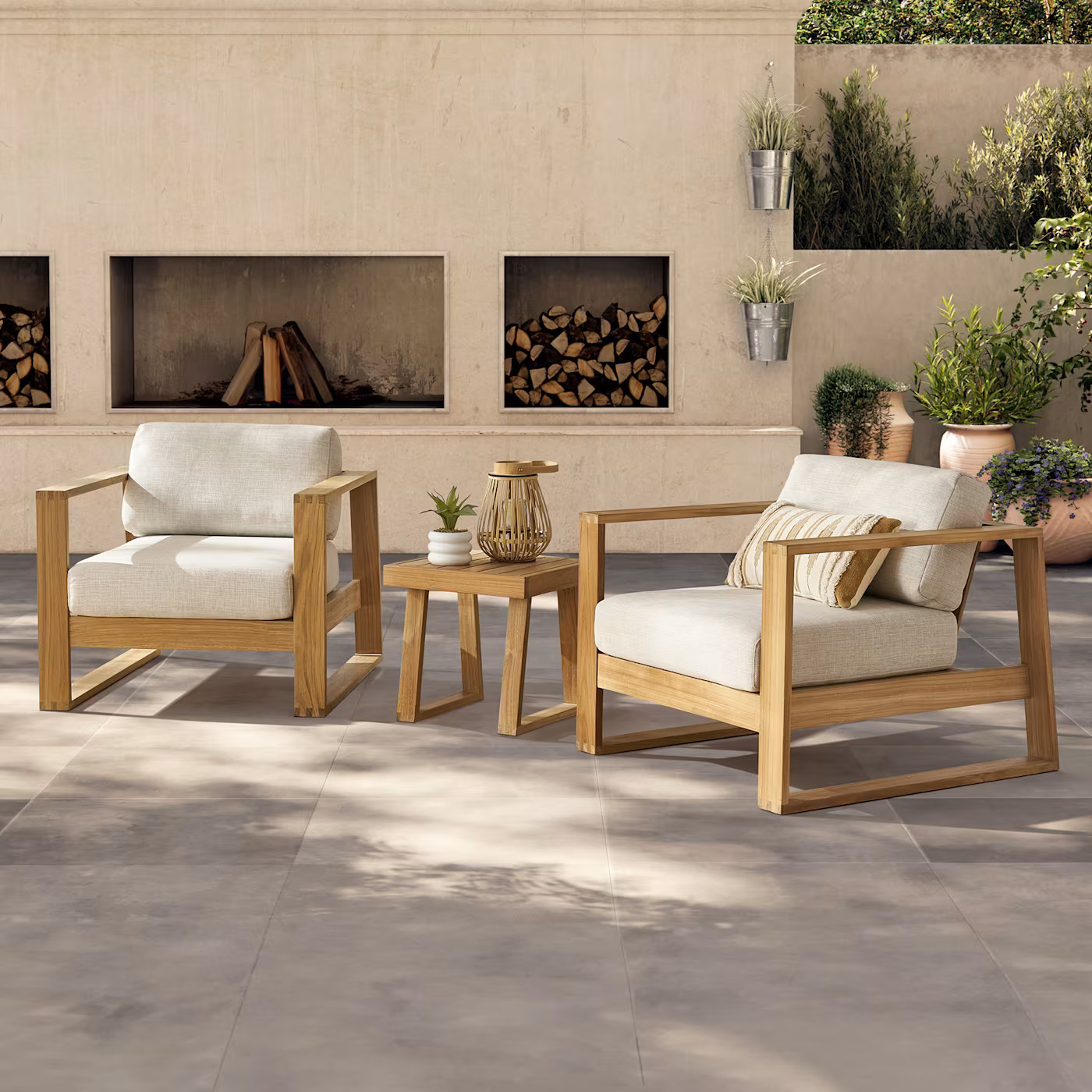 Rio Outdoor Teak 2 Lounge Chairs & Side Table SetSet Sale | Castlery US