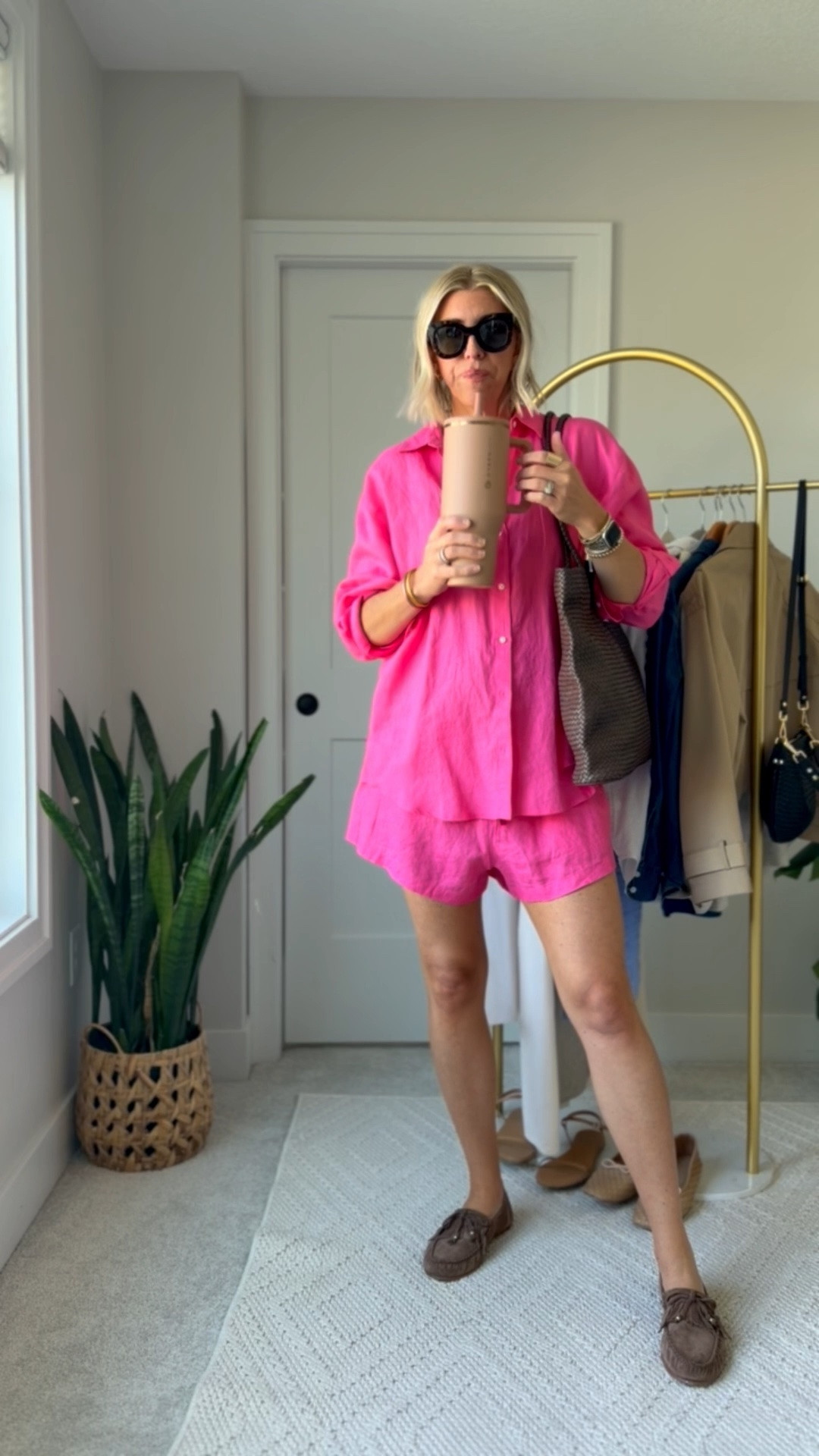 Spanx linen matching set makes the perfect mom the go look or is so chic as a cover-up for the pool or beach. Love this pretty pop of pink.

#LTKSeasonal #LTKOver40 #LTKootd