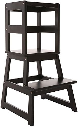 SDADI Kids Kitchen Step Stool with Safety Rail - for Toddlers 18 Months and Older, Black LT01B | Amazon (US)