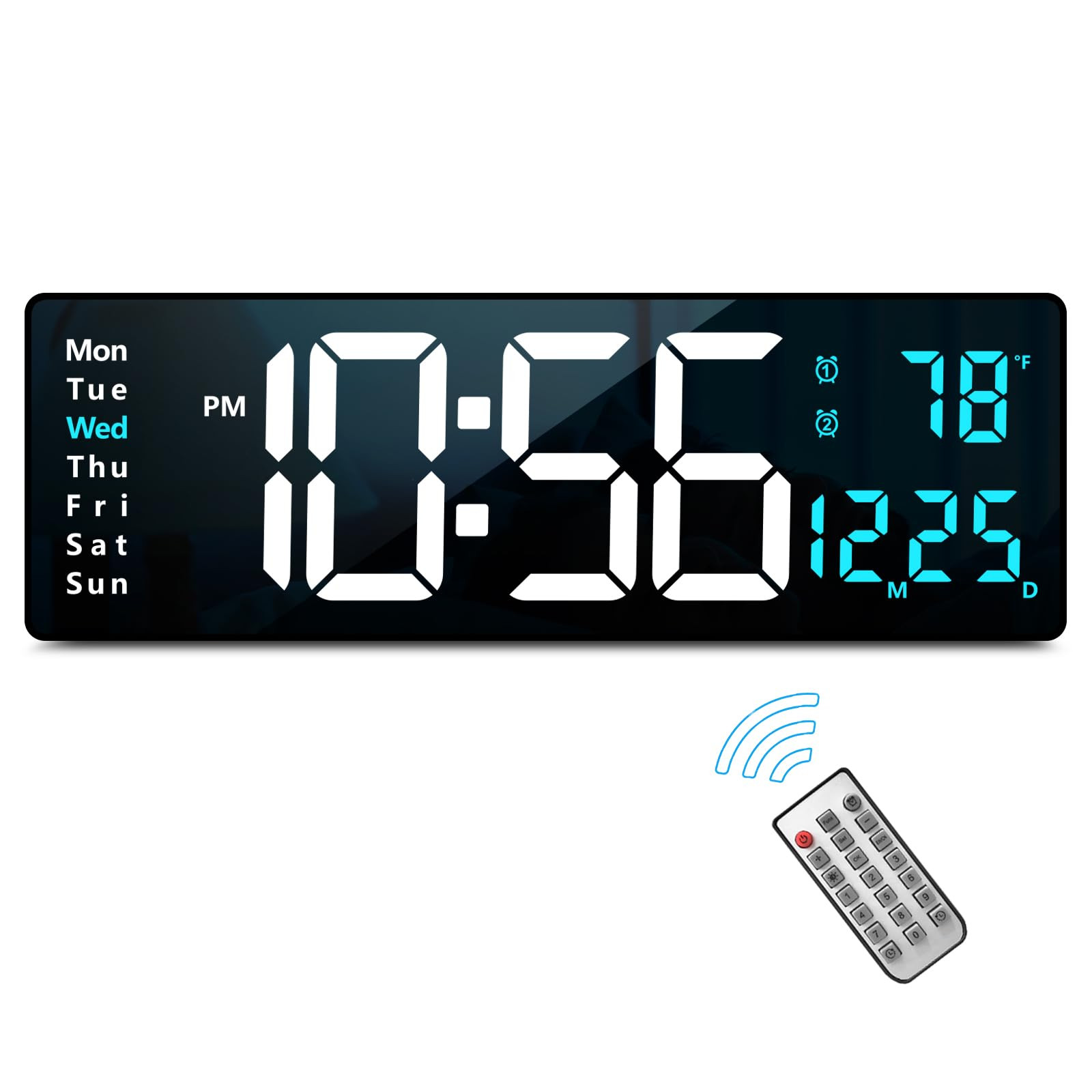 16.2 Inch Large Display Wall Clocks, LED Digital Clock with Remote Control for Living Room Decor,... | Amazon (US)