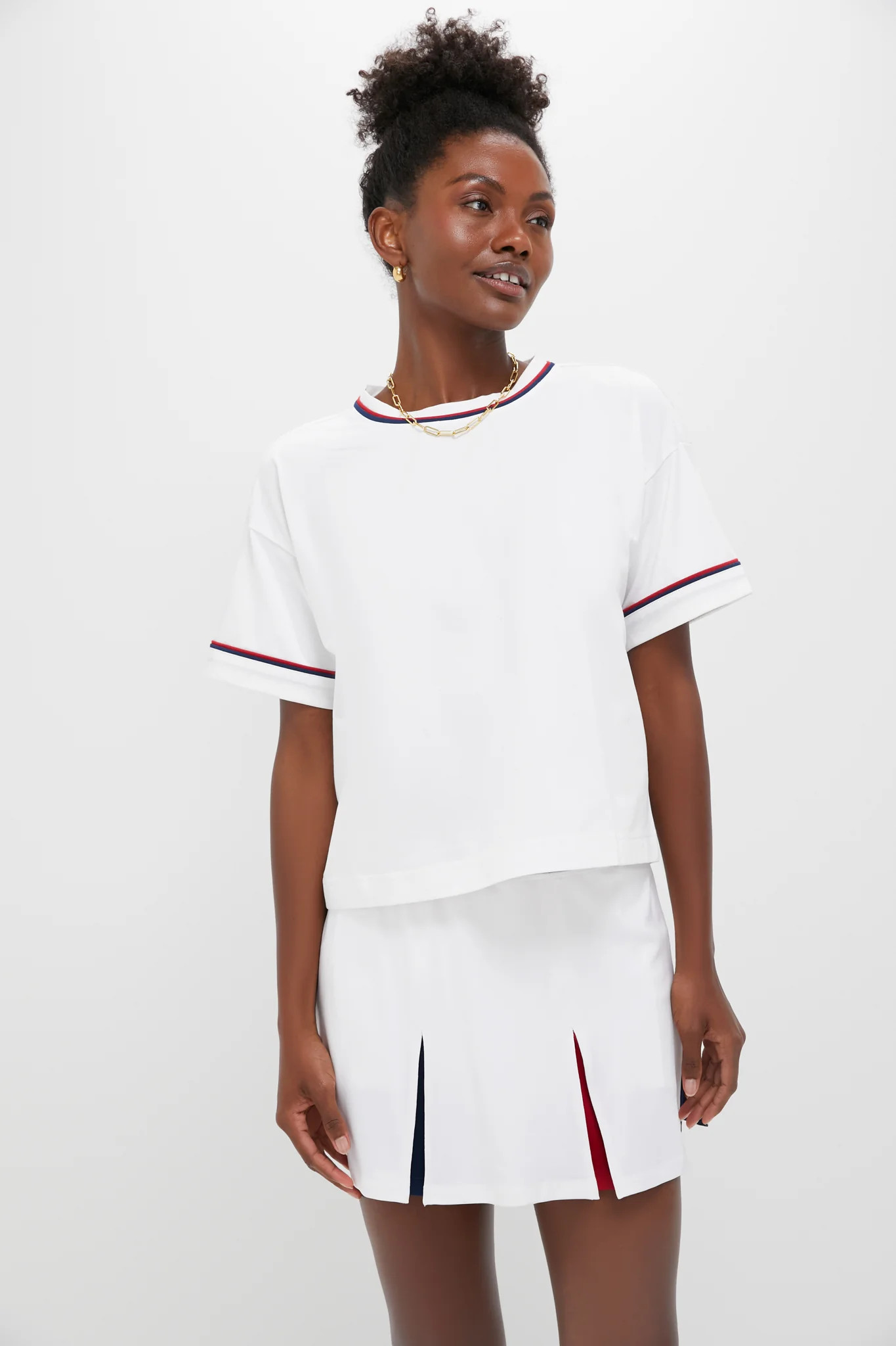 Americana Piped Performance Cotton Cropped Ryan Boyfriend Tee | Tuckernuck (US)