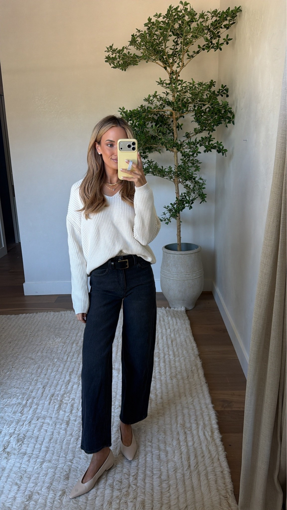 Full look from quince! 🫶 wearing an xs in the sweater and my normal size in the jeans!

#LTKgrwm #LTKootd #LTKmomlife