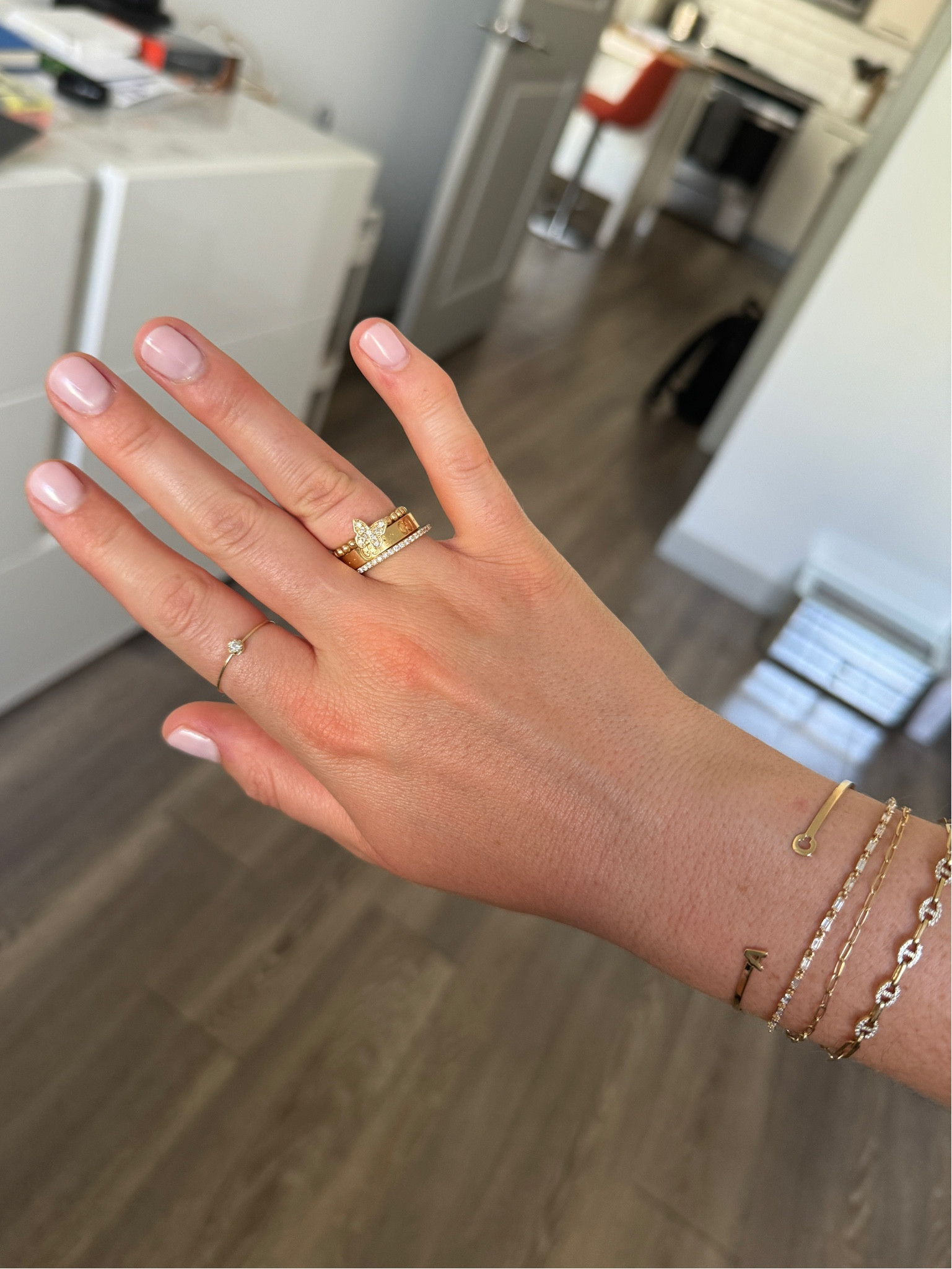 Ring and bracelet stack inspo #ringstack #ringstacking #14kgoldjewelry #yellowgoldjewelry #14kgold #braceletstack #braceletstacking #tennisbracelet #jewelryinspo 