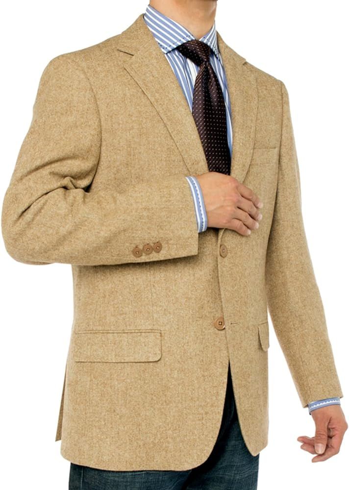 Luciano Natazzi Men's 2 Button Luxe Camel Hair Suit Jacket Sport Coat Blazer | Amazon (US)