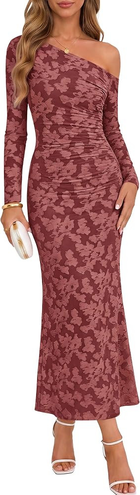 ZESICA Women's Fall Floral Off Shoulder Wedding Guest Dresses | Amazon (US)