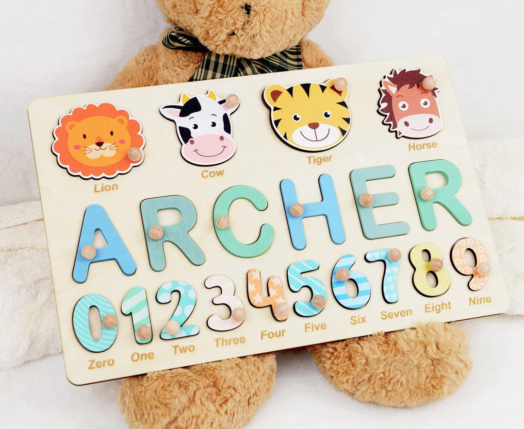 Personalized Toy Gifts Puzzle Piece Names Custom Wooden Baby - Etsy | Etsy (US)