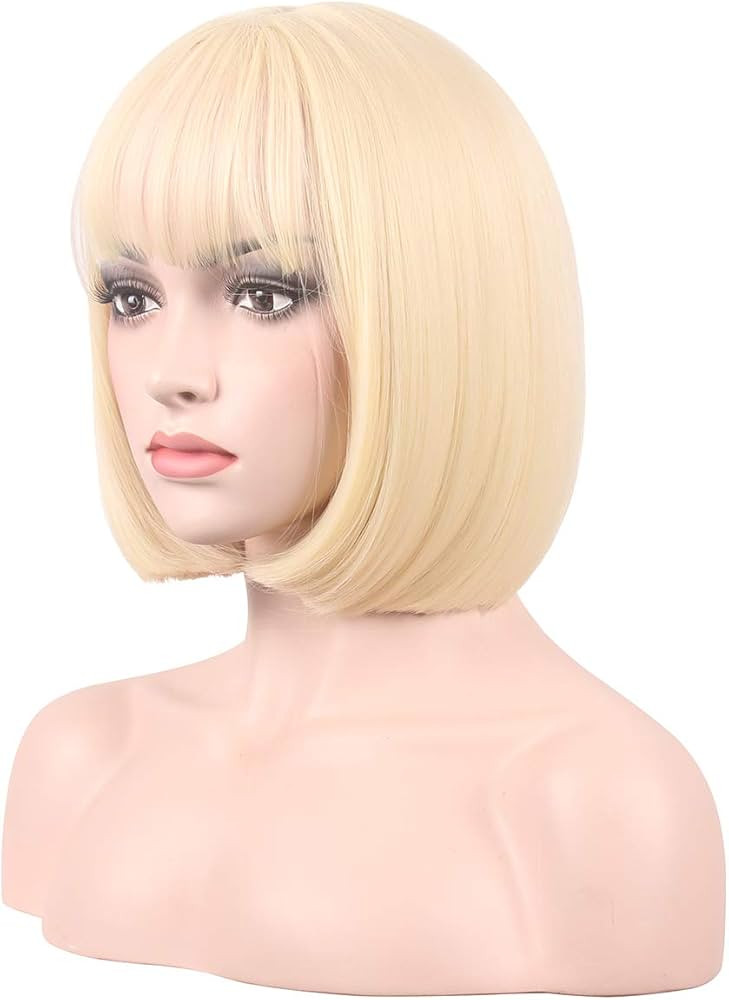 WildCos Short 12 Inches Straight Synthetic Cosplay Wig for Women (blonde) | Amazon (US)