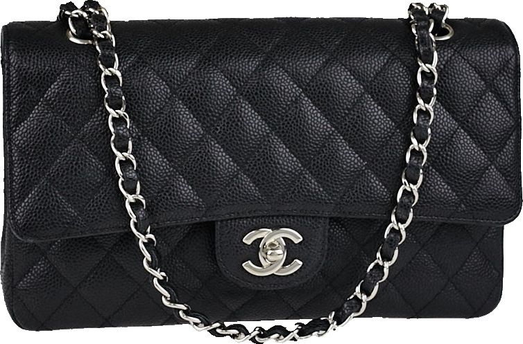 Chanel Classic Double Flap Quilted Caviar Silver-tone Medium Black | StockX
