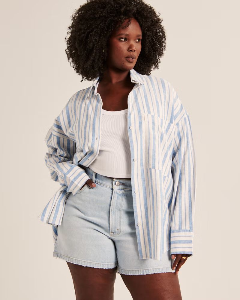 Oversized Linen-Blend Shirt | Abercrombie & Fitch (US)