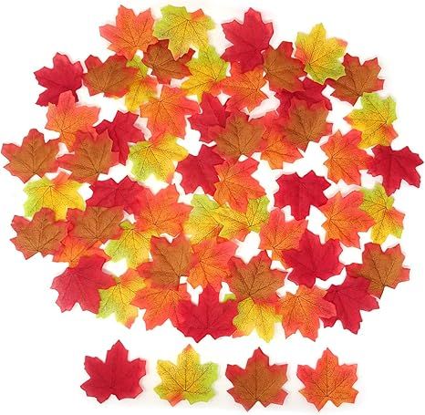 Honbay 200PCS 8cm/3.1inch Assorted Color Artificial Maple Leaves Fall Leaves for Weddings, Thanks... | Amazon (US)