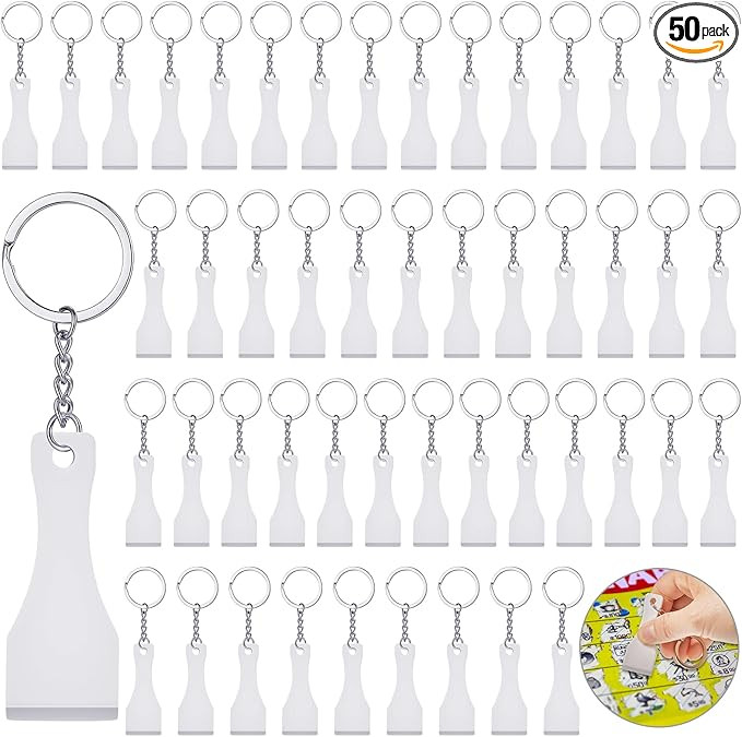 Bucherry 50 Pcs Scratcher Tool Plastic Scraper Tool Keychain Scoop Shape Lotto Scratcher Keyring ... | Amazon (US)