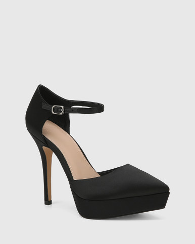 Yelena Black Recycled Satin Platform Heel | Wittner