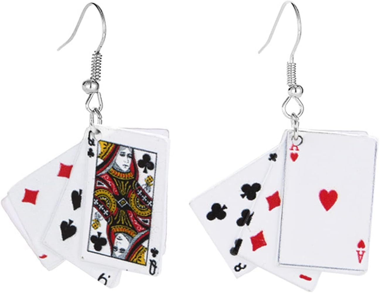 Poker Card Earrings for Women Funny Colorful Resin Playing Card Irregular Dangle Drop Casual Asym... | Amazon (US)