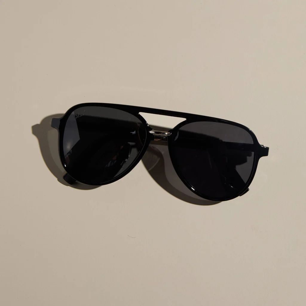 Earhart Black Sunglasses | Nickel and Suede