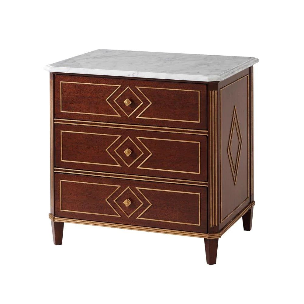 Olga Three Drawer Marble Topped Nightstand | The Well Appointed House, LLC