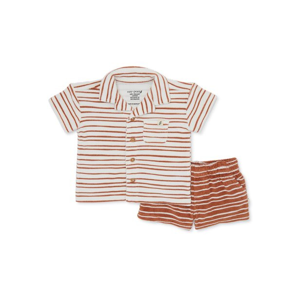 easy-peasy Baby Boy Terry Cloth Shirt and Shorts Set, 2-Pieces, Sizes 0-24M | Walmart (US)