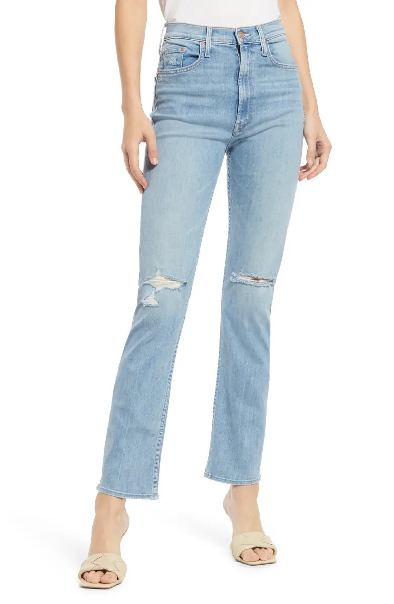 MOTHER Rider Skimp Distressed High Waist Straight Leg Jeans | Nordstrom | Nordstrom