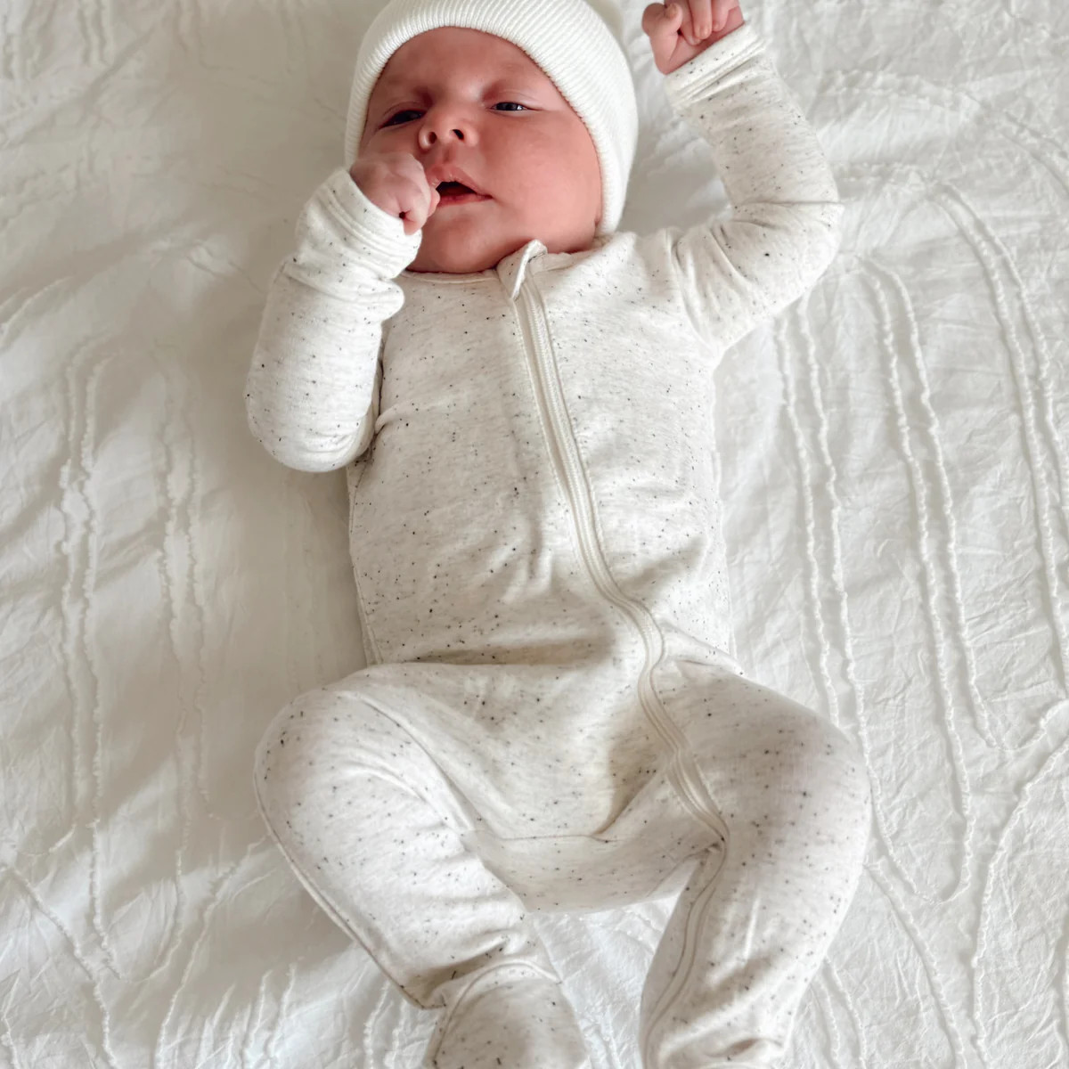 Dove Speckle / 2-Way Zip Footie | SpearmintLOVE